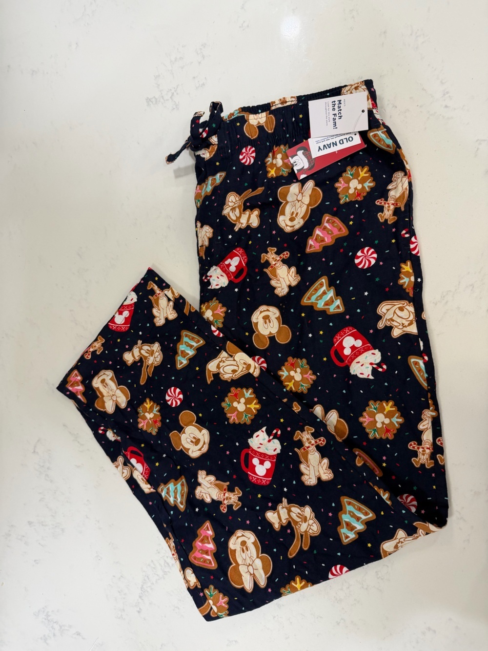 Old Navy Navy Holiday Character Print Pajama Pants with Red and Brown Accents